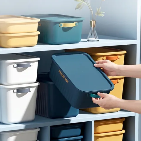 Multifunktionale PP Kunststoff Aufbewahrungsbox Mit Deckel Und Griff Stapelbare Organizer Für Zuhause Schrank Modern