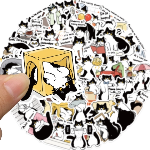 Adesivi In PVC Impermeabili Gatto Mucca Cartone Animato Kawaii Per Diario Laptop Custodia Del Telefono Fai Da Te Divertente
