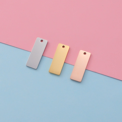 Roestvrijstalen Rechthoekige Hanger Blank Bar Tag Spiegel Gepolijst DIY Sieraden Maken Accessoires Goud Roségoud Zilver Geometrisch