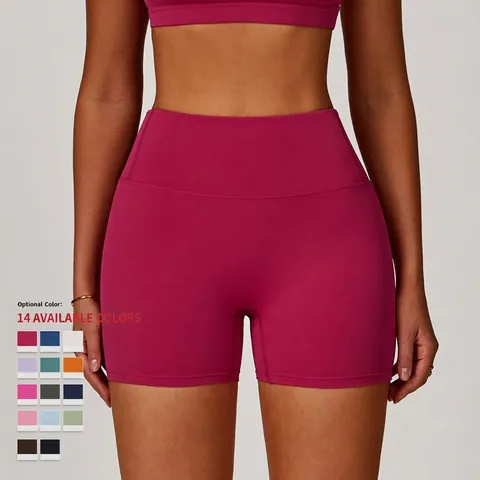High Waist Yoga Shorts Nylon Spandex Bauchkontrolle Hüftstraffung Sport Fitness Laufen Radfahren Training Für Damen