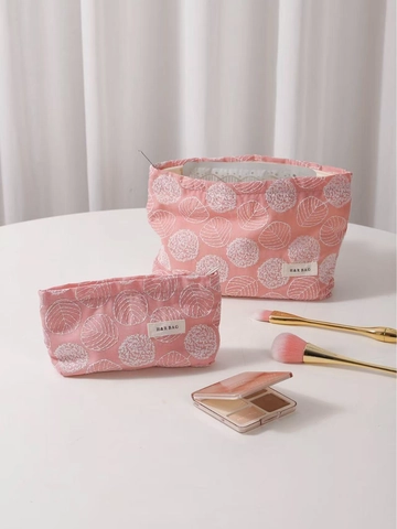 Blumen Blatt Stickerei Kosmetiktasche Leinwand Make-up Beutel Reise Kulturbeutel Aufbewahrung Organizer Tragbar Für Damen