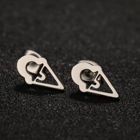 Stainless Steel Stud Earrings Minimalist Geometric Heart Umbrella Mustache Ice Cream Shape Fashion Jewelry For Women