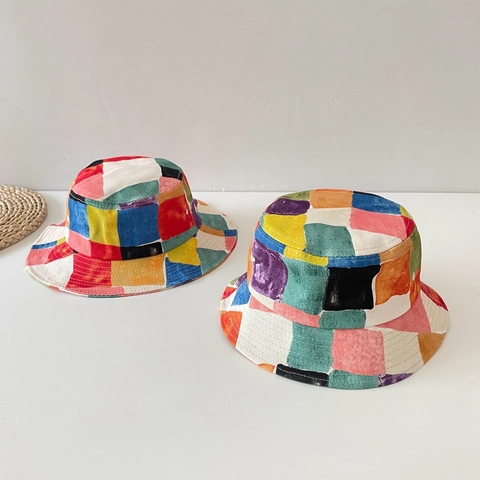 Cappello Da Baseball Cappello Pescatore Bambini Cotone Poliestere Patchwork Colore Blocco Regolabile Protezione