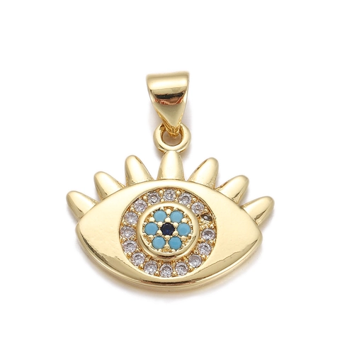 Ciondoli Malocchio Per Creazione Gioielli Rame Placcato Oro 18K Zirconia DIY Cuore Stella Sole Luna Forme Stile Retrò