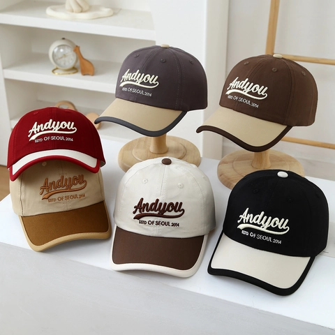 Gorra De Béisbol Para Niños Mezcla De Algodón Bloque De Color Bordado De Letras Estilo Coreano Sombrero Para El Sol Casual Unisex