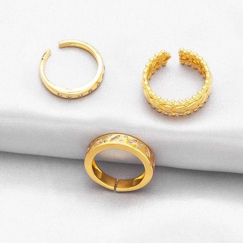 Kupfer Zirkonia Herz Offener Ring Minimalistisch Mode Vergoldet Verstellbarer Schmuck Für Damen Täglich Dating Fingerring