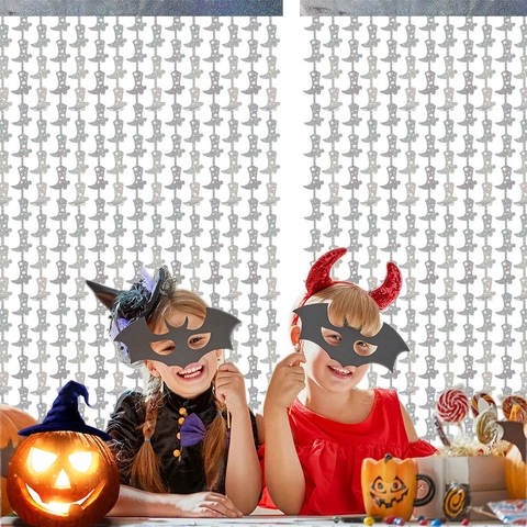 Tenda Frange Olografica Laser Stivali Cowboy Ghirlanda Metallica Stelle Decorazione Festa Halloween Sfondo