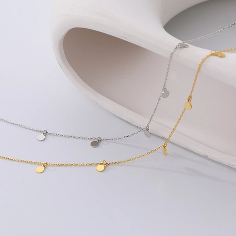 Collana In Argento Sterling 925 Da Donna Ciondolo A Disco Rotondo Minimalista Geometrico Choker Gioielli Eleganti