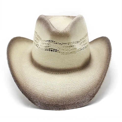Δυτικό Καπέλο Cowboy Ψάθινο Υφαντό Χαρτί Αναπνέον Κούφιο Ντεγκραντέ Προστασία Από Τον Ήλιο Παραλία Διακοπές Στυλ Jazz