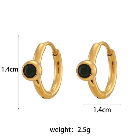 Orecchini a Cerchio Minimalisti in Acciaio Inossidabile Placcato Oro 18K con Zirconia Rotonda da Donna Gioielli di Moda