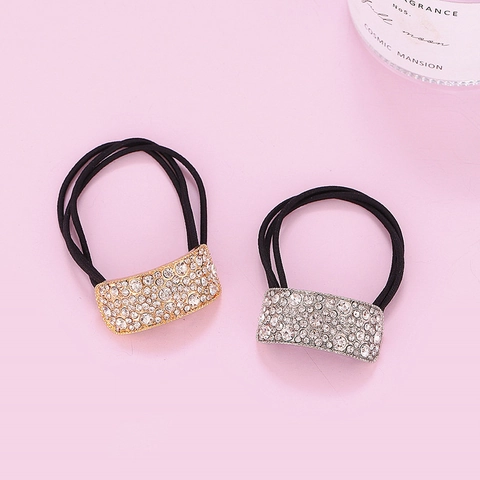 Rhinestone Artificial Pearl Hair Ties Elastic Shiny Bowknot Rectangular Hairbands Hair Accessories For Women Girls