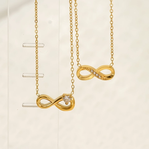 Infinity Anhänger Halskette 18K Vergoldeter Edelstahl Und Zirkon Elegante Schlüsselbeinkette Romantischer Schmuck