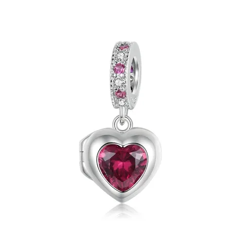 925 Sterlingsilber Forever Love Herz Medaillon Charm Rosa Zirkonia Eingelegt Zu Öffnen Anhänger Für DIY Armband Damen Schmuck