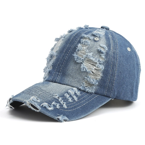 Berretto Da Baseball In Denim Cotone Distressed Vintage Streetwear Protezione Solare Cappello Snapback Uomo Donna