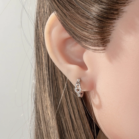 Orecchini A Cerchio A Cuore Graffetta Con Perno In Acciaio Inossidabile 316L Rame Zircone Gioielli Piercing Argento