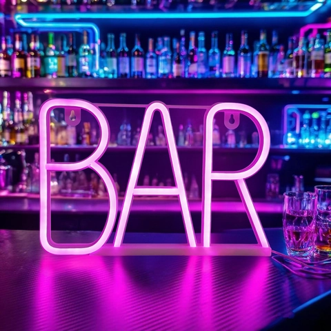 LED Neon Sign BAR Letter Light Plastic USB Battery Powered Wall Decor For Bar Club Party Pub Home Atmosphere