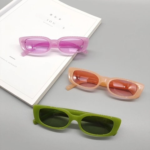 Retro Rectangle Sunglasses UV400 Protection Square Frame Jelly Color Fashion Eyewear For Women Men Outdoor Y2K Style