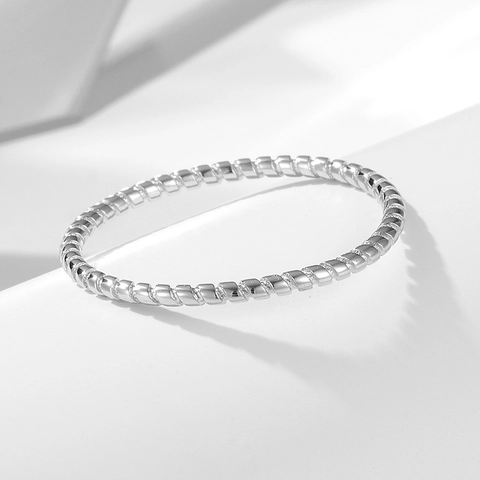925 Sterling Silver Twist Ring For Women Minimalist Spiral Twisted Geometric Plain Thin Finger Ring Fashion Jewelry Accessory