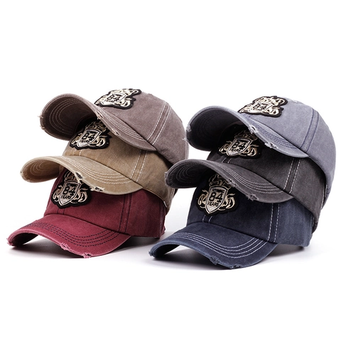 Casquette De Baseball En Coton Lavé Rétro Vintage Distressed Bord Usé Broderie 84 Ans Chapeau De Soleil Pour Hommes Femmes