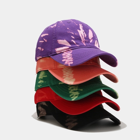 Cappello Da Baseball In Cotone Tie-Dye Moda Streetwear Berretto Con Visiera Regolabile Protezione Solare Traspirante Stile Graffiti