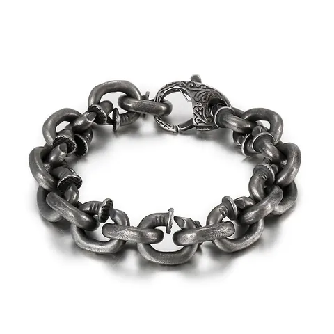 Herren Nagel Gliederkette Armband 316L Edelstahl Distressed Retro Industrial Punk Street Style Hip Hop Schmuck