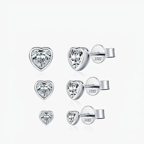 Moissanite Heart Stud Earrings With 925 Sterling Silver Earring Post Elegant D Color VVS1 Jewelry For Women