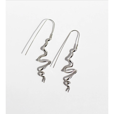 Minimalist Abstract Irregular Wave Spiral Line Ear Hooks Brass Electroplated Gold Silver Plated Earrings Women Jewelry Gift