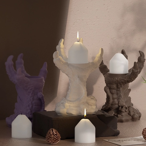 Devil Hand Silicone Mold 3D Dragon Claw Skeleton Hand For DIY Scented Candle Soap Making Resin Casting Halloween Decor