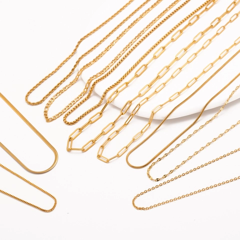 DIY Necklace Chains 304 Stainless Steel 18K Gold Plated Vacuum Plating Jewelry Making Findings Figaro Snake Box Styles