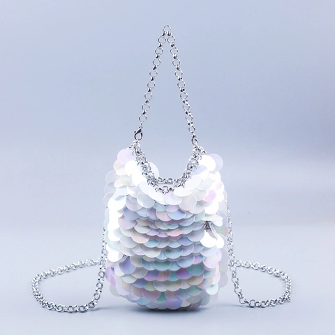 Mini Pailletten Crossbody Tas Acryl Metaal Visschubben Telefoontasje Voor Feest Banket Mode Glimmende Dames Accessoires