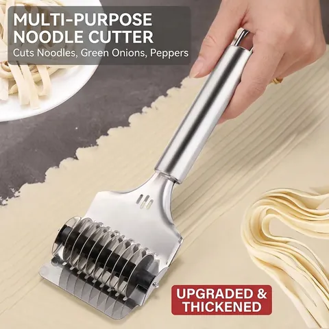 Stainless Steel Noodle Cutter Roller Manual Pasta Lattice Slicer For Scallion Garlic Dough Kitchen Tool Hanging Hook