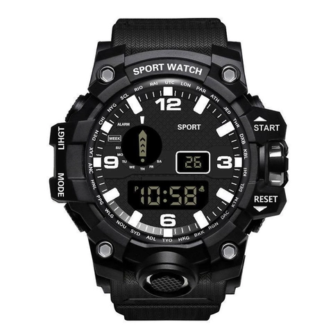 Outdoor Sport Watch Digital Electronic Dual Display Resin Case PVC Strap For Men Women Running Alarm Backlight