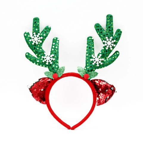 Cerchietto Natalizio Corna Di Renna Paillettes Pupazzo Di Neve Babbo Natale Accessorio Decorazione Festa Bambini Adulti