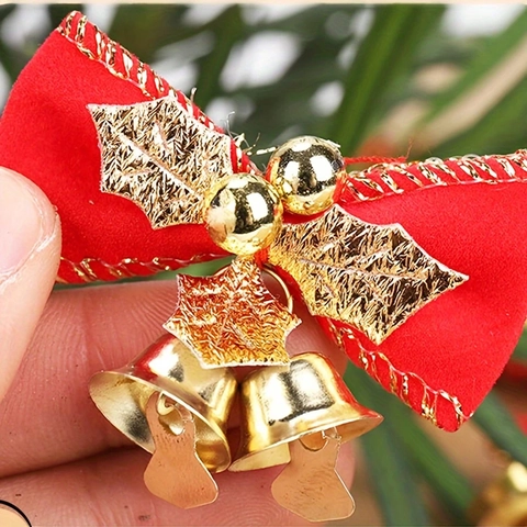 Weihnachtsbaum Dekoration Mini Schleife Mit Glocken Anhänger Weihnachtsschmuck Geschenkbox Kranz Handwerk Schleifen Festliche Party