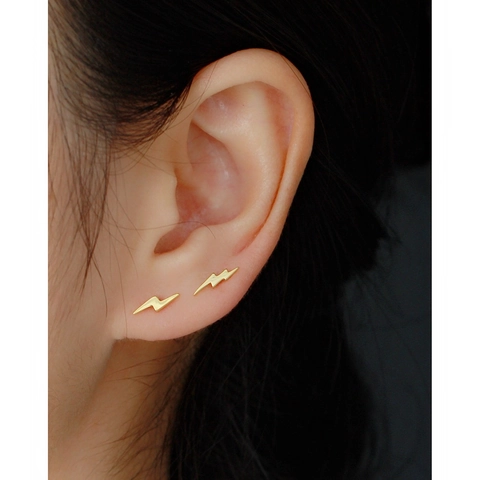 925 Sterling Silber Blitz Ohrstecker Minimalistisch Punk Geometrisch Schmuck Für Frauen