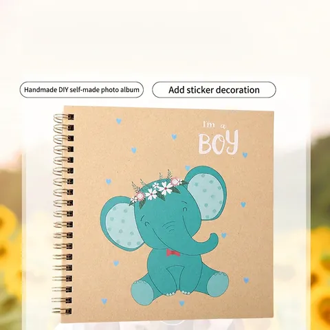 DIY Scrapbook Album Fotografico In Carta Kraft Rilegatura A Spirale Cartone Animato Animale Bambino Crescita Libro Dei Ricordi Diario