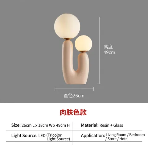 Lampada Da Tavolo Creativa Moderna Base In Resina A Forma Di U Sfere In Vetro LED Dimmerabile Arredo Nordico Per Camera Da Letto Soggiorno