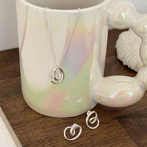 Collar Con Colgante De Plata De Ley 925 Corazón Deformado Espiral Minimalista Joyas Geométricas Para Mujeres