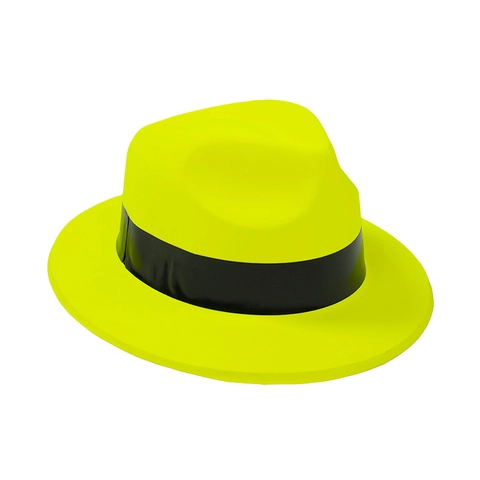 Neon Fedora Hat Plastic Colorful Fluorescent Jazz Cap For Party Halloween Stage Performance With Black Ribbon Band