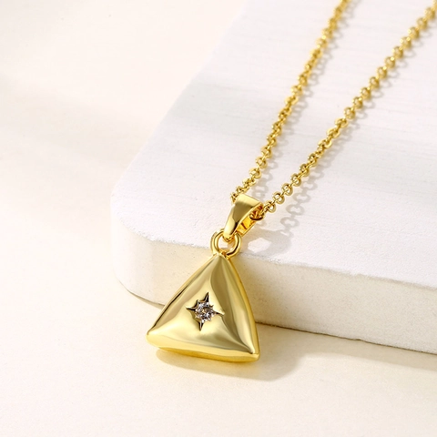 Geometrische Dreieck Anhänger Halskette Edelstahl Mit Zirkonia Sternschliff Minimalistischer Punk Schmuck Für Damen