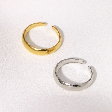 Anello Aperto Minimalista Acciaio Inossidabile Placcato Oro 18K Fascia Regolabile Gioielli Moda Per Donna Stile Semplice