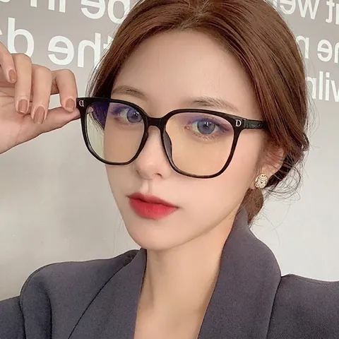 Oversized Square Anti Blue Light Glasses PC Frame AC Clear Lens Fashion Retro Eyewear For Women Elegant Office Style