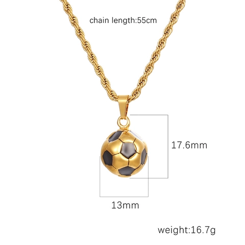 Collar Con Colgante De Fútbol Acero Inoxidable 304 3D Deporte Estilo Hip Hop Joyería Para Hombre Mujer
