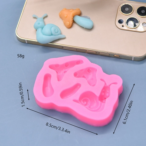 Mushroom Snail Silicone Mold Food Grade For Cake Decoration Fondant Resin Clay DIY Cartoon Forest Theme Novelty