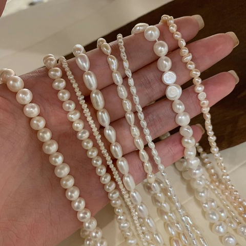 Elegant Freshwater Pearl Necklace For Women Baroque Rice Pearl Jewelry Copper Gold Plated Clasp Accessory
