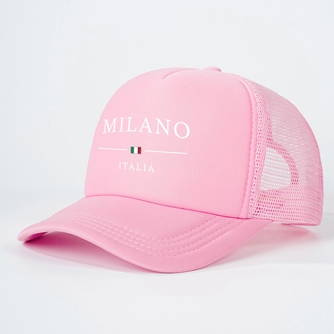 Cappello Trucker Con Stampa Milano Italia Traspirante Mesh Baseball Cap Retro Regolabile Protezione Solare Outdoor Per Uomini E Donne