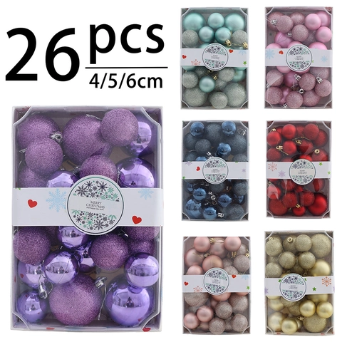 Christmas Ball Ornaments Plastic Multi Color Mixed Finish Baubles For Xmas Tree Holiday Party Decorations