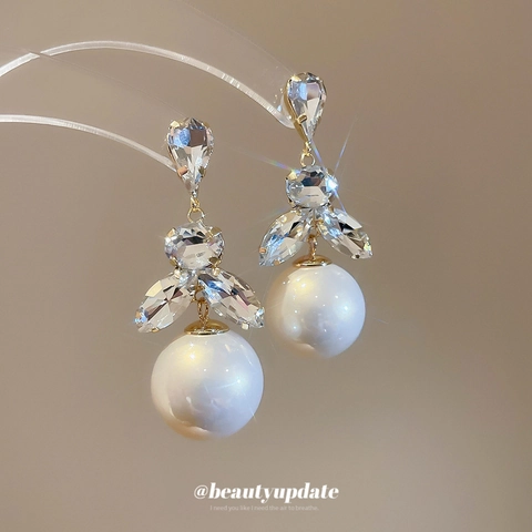 Vintage Künstliche Perlen Ohrhänger Strass Kupfer Schmuck Mit Silver Earring Post Eleganter Luxus Stil Damen