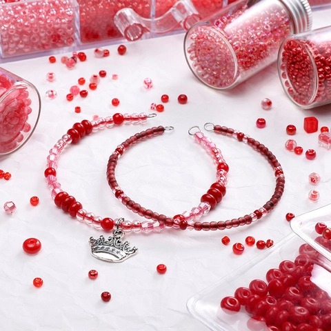 Chinese Style Red Series Glass Seed Beads DIY Jewelry Making Kits Loose Beads For Bracelet Necklace Handmade Craft Materials