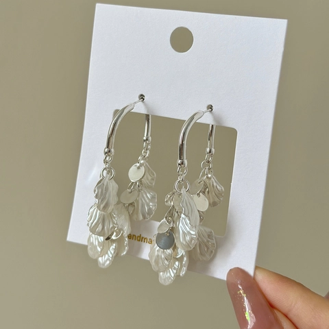 Layered Petal Leaf Tassel Dangle Earrings With 925 Sterling Silver Earring Post Elegant Minimalist Jewelry For Women